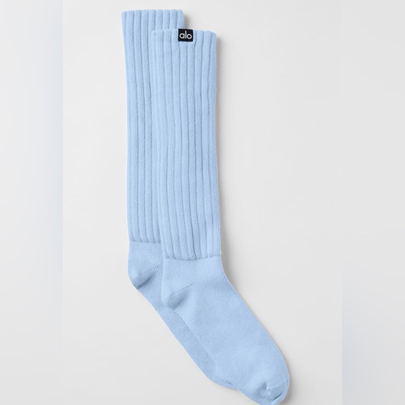 Alo Yoga Scrunch Crew Socks | Seashell Blue | Size Medium | New - Picture 2 of 4